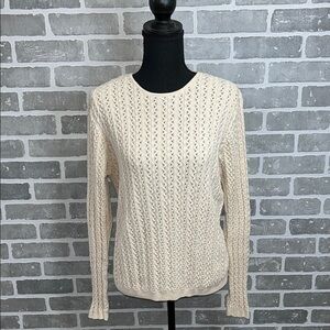 Wainscott Womens Vintage Cream Knit Long Sleeved Sweater Size Medium Cottagecore